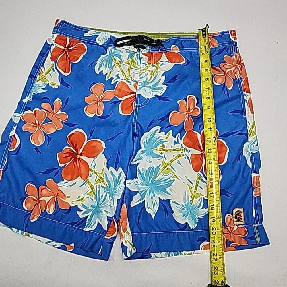 Tommy Bahama Swim Trunks Short Men Sz Large Blue Floral Mesh Elastic 9